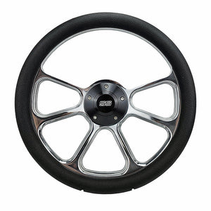 Billet Steering Wheel 14" Black Vinyl & SS Horn