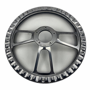 Billet Steering Wheel 14" Black Vinyl & SS Horn
