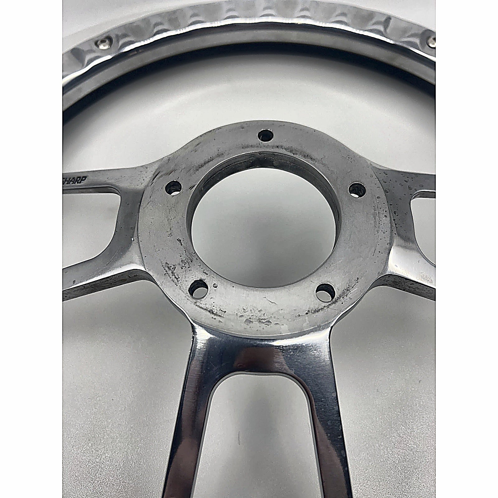 Billet Steering Wheel 14" Black Vinyl & SS Horn