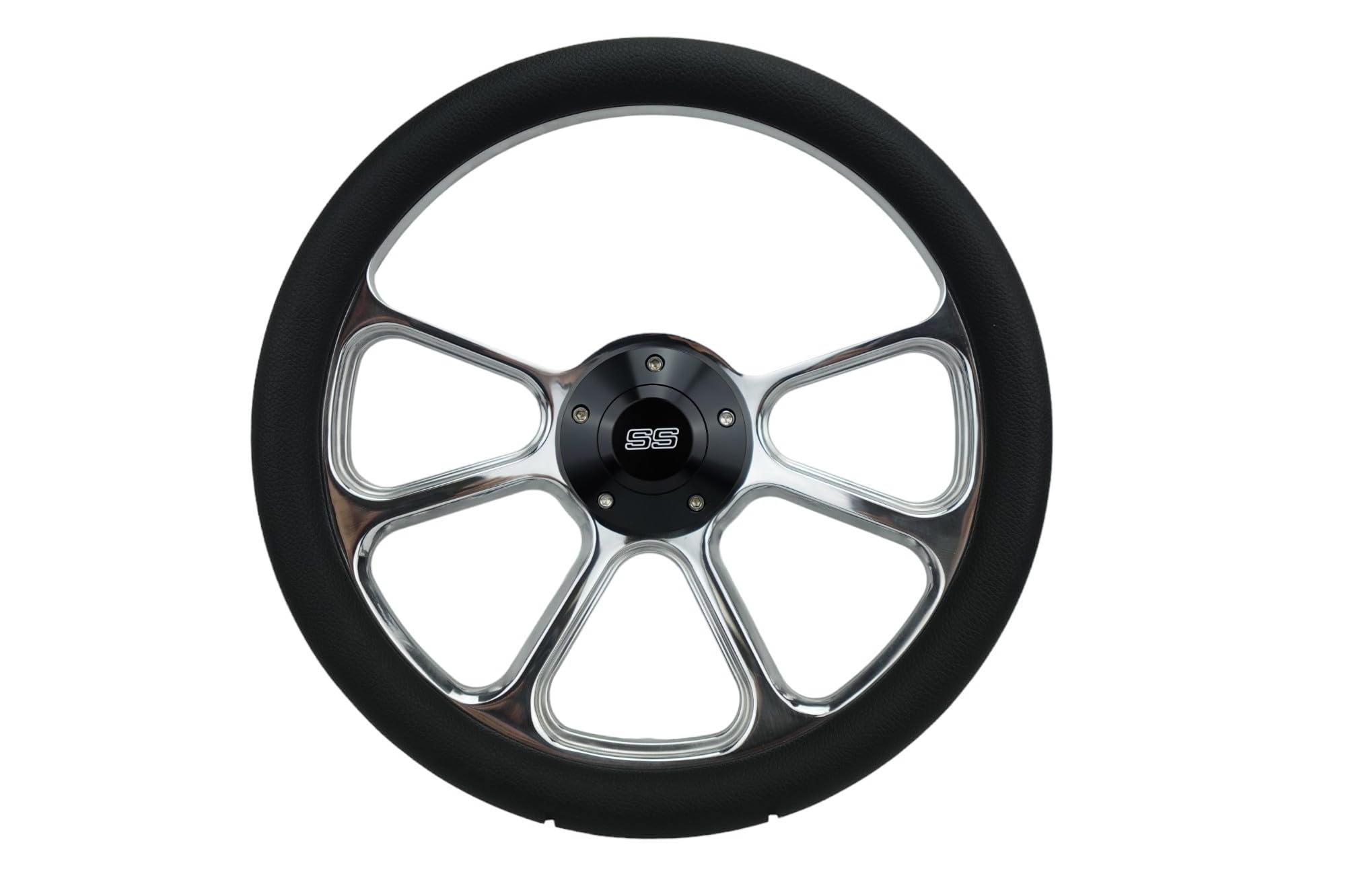 Newworldmotoring 14 inch billet steering wheel polished aluminum back view