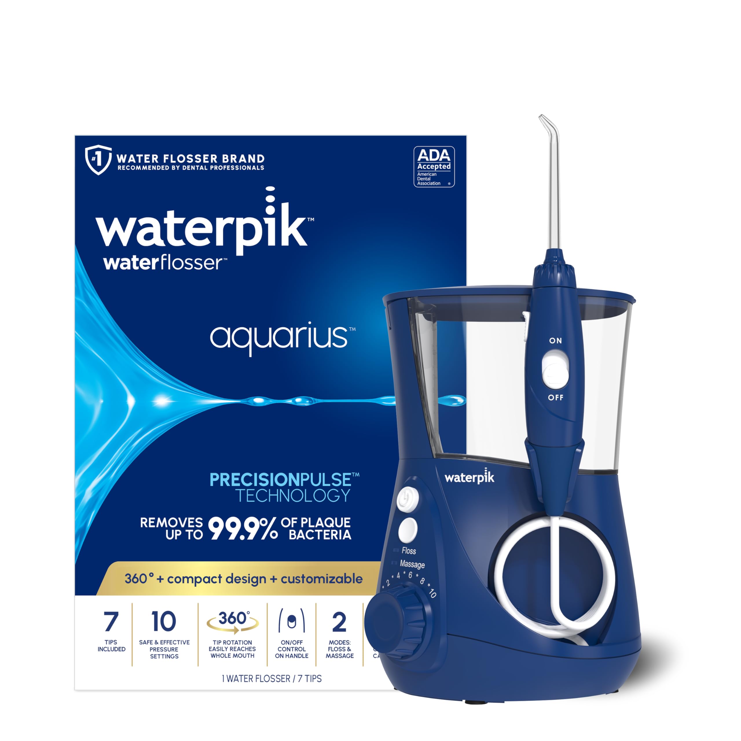 Waterpik Aquarius Water Flosser WP-663 side view with tips